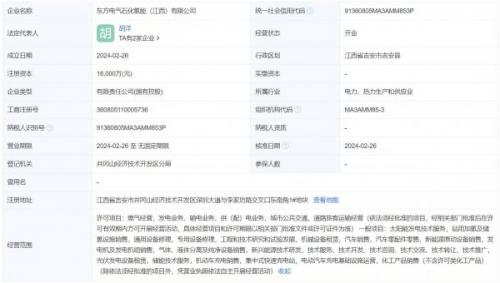 注册资本1.6亿元 东方电气、中石化在江西成立正规买球app排行榜平台公司
