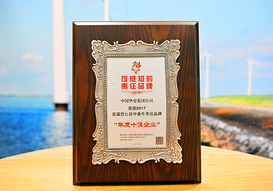 中国华电获得首届“您心目中最牛责任品牌”评选